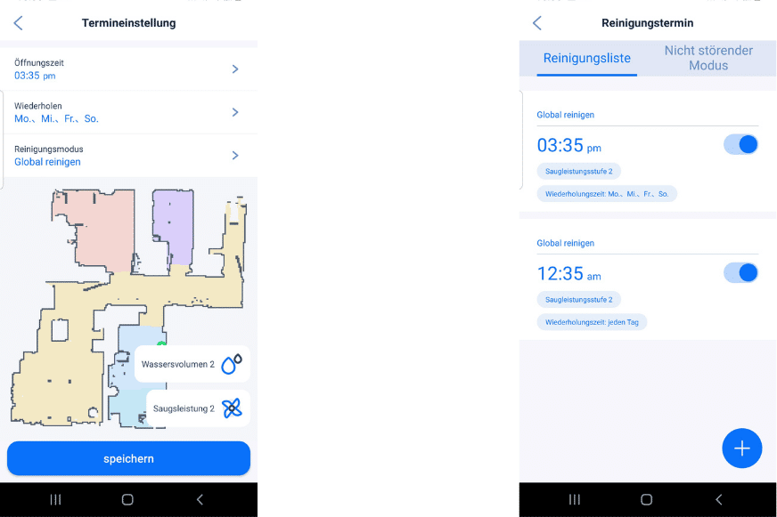 Reinigungsplan wird in der Proscenic M8 PRO App erstellt